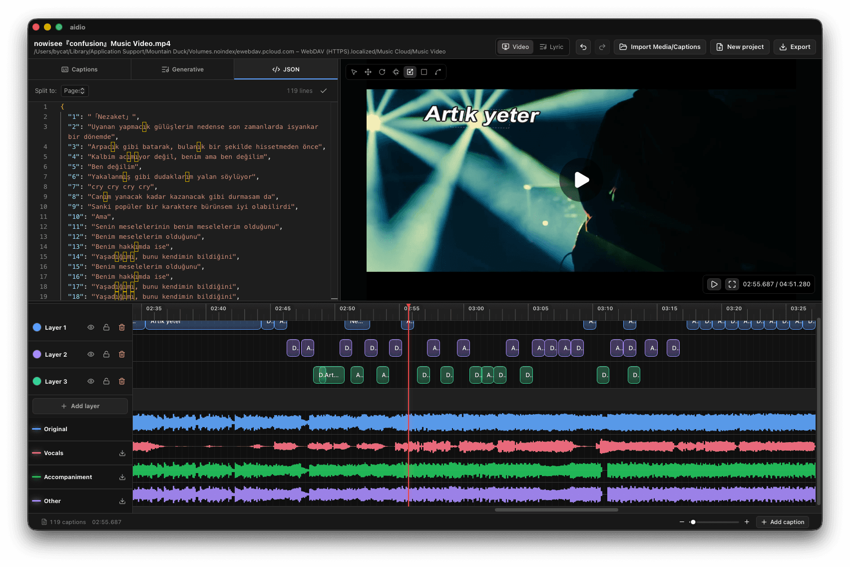 Aidio canvas resize tool scaling a caption element