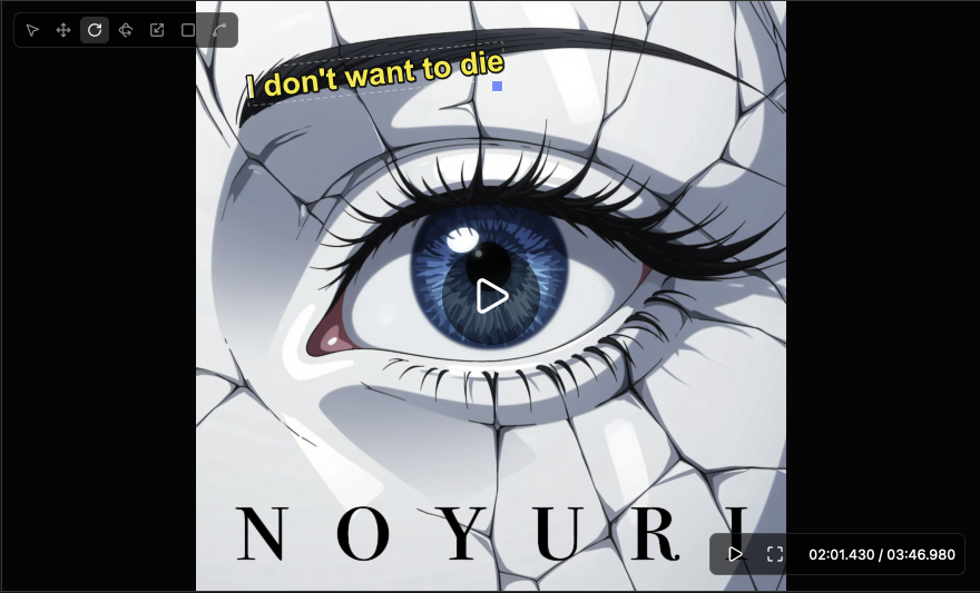 Aidio canvas rotate tool angling a caption