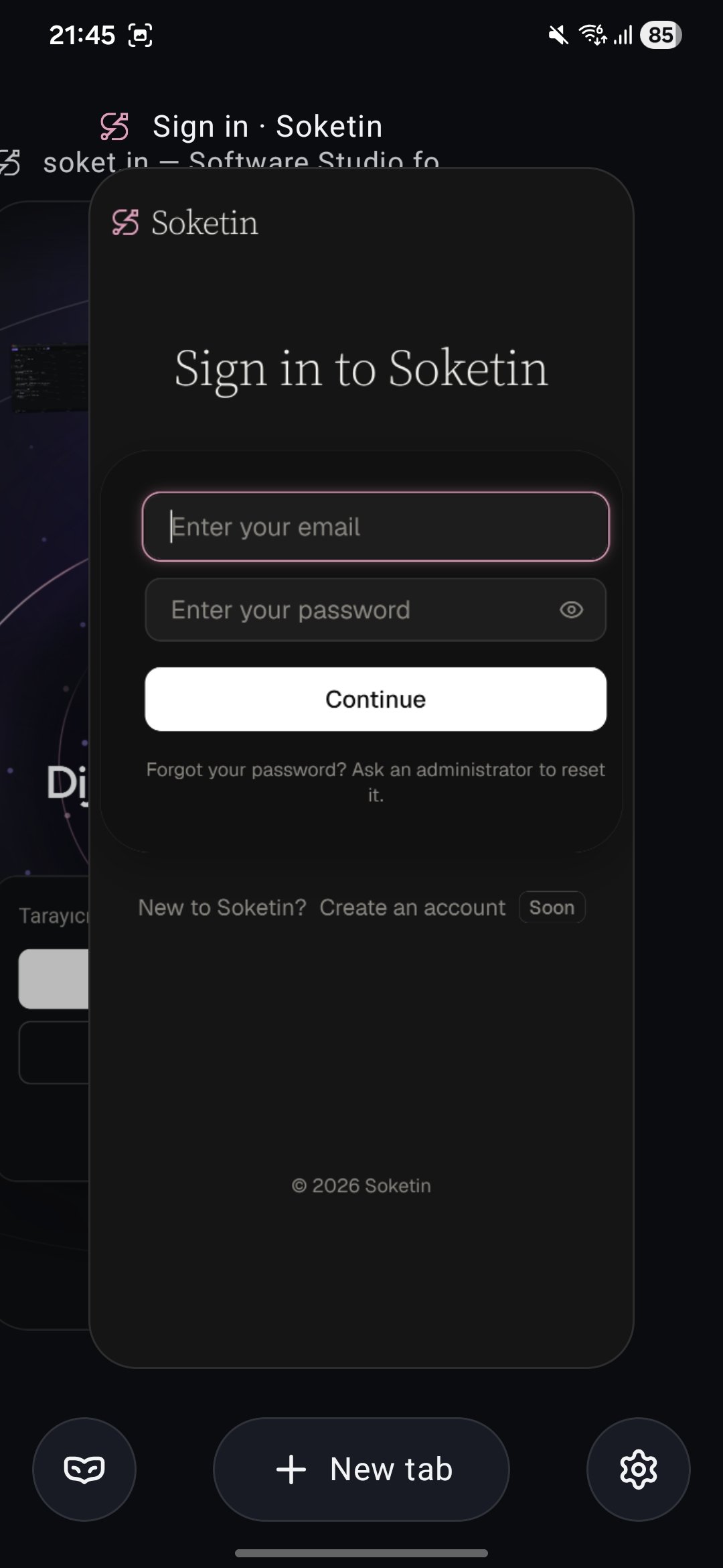 Luma's tab switcher showing open tabs as cards, with private tab, New tab and settings buttons beneath