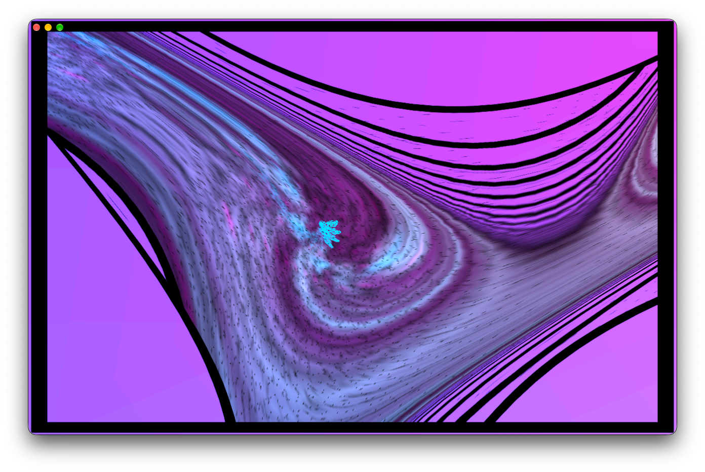 Yoru's immersive visualizer filling the window with a purple projectM preset